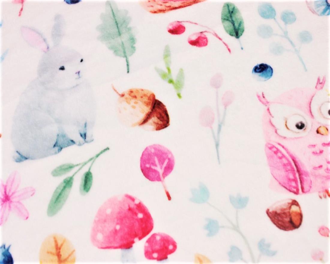 White Forest Animals Digital Bubs Fleece