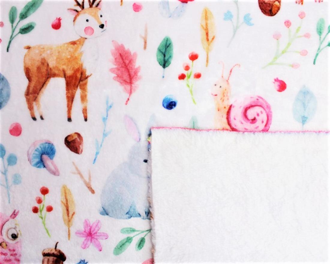 White Forest Animals Digital Bubs Fleece