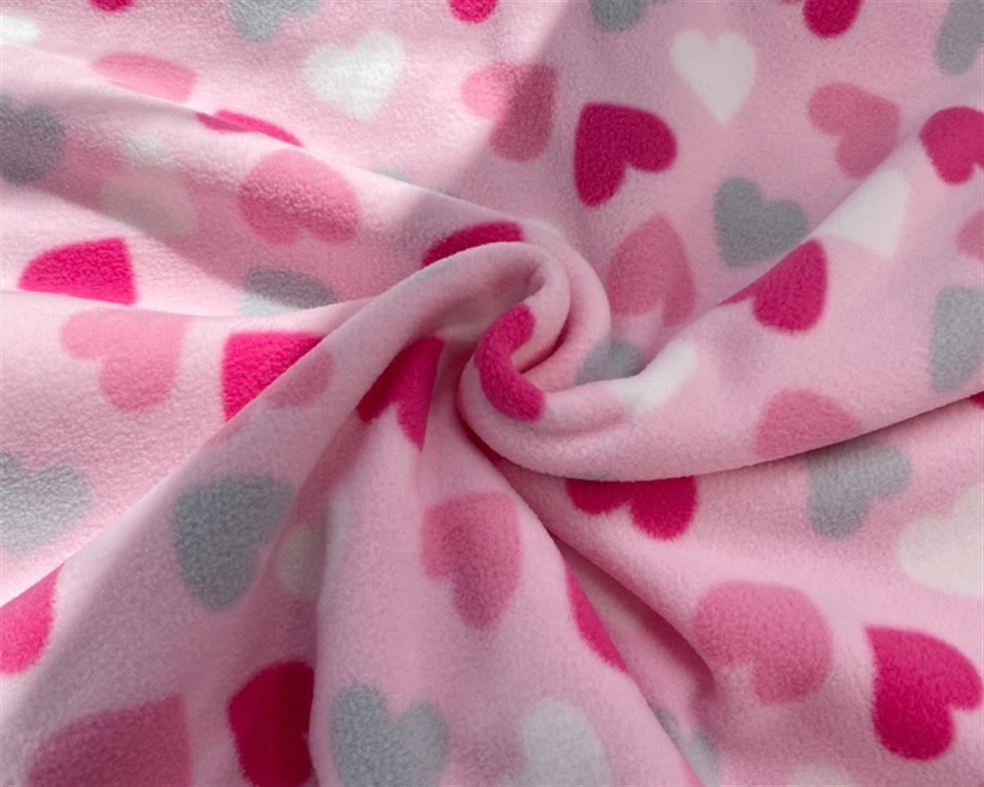 Pink Love Hearts Polar Fleece