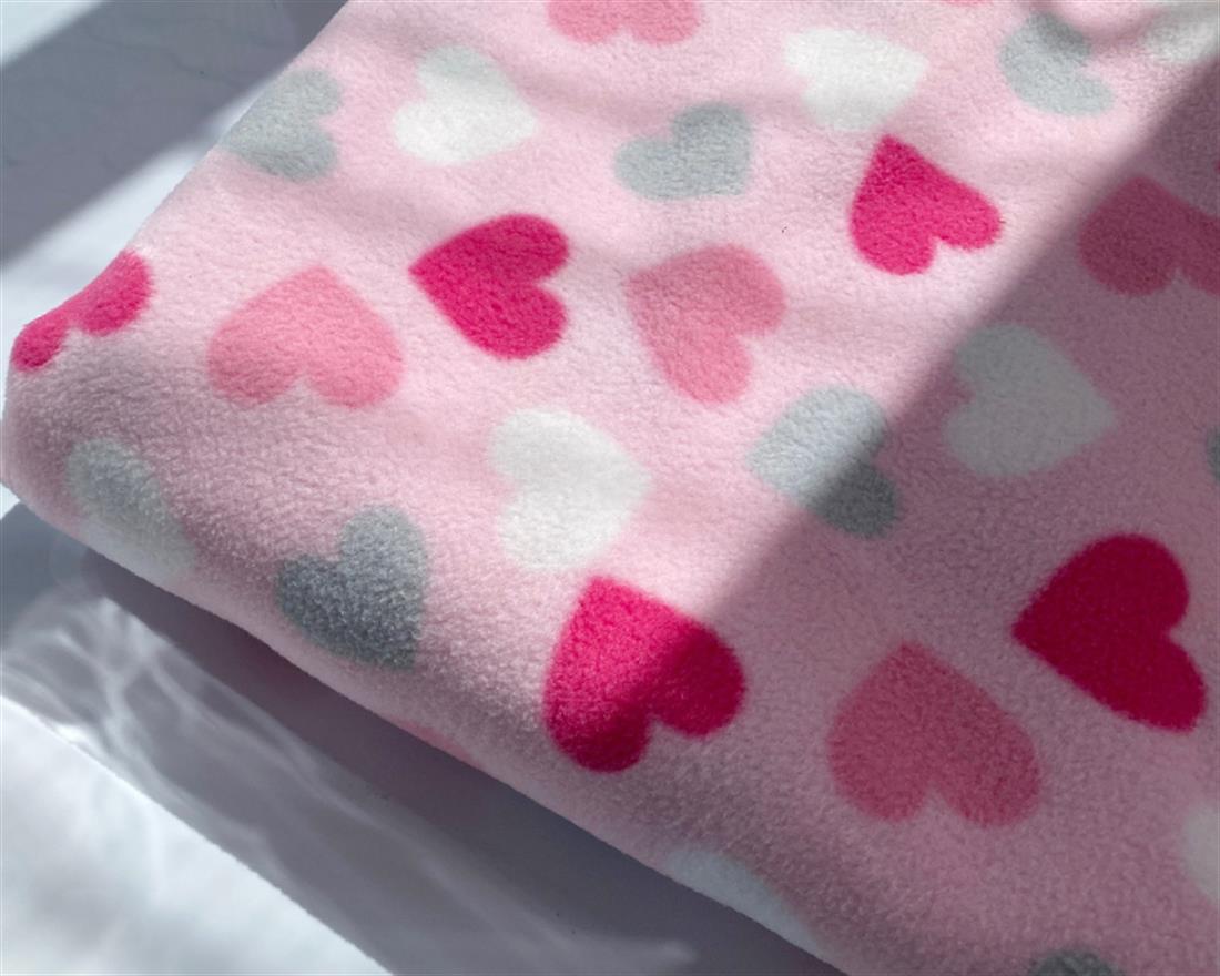 Pink Love Hearts Polar Fleece