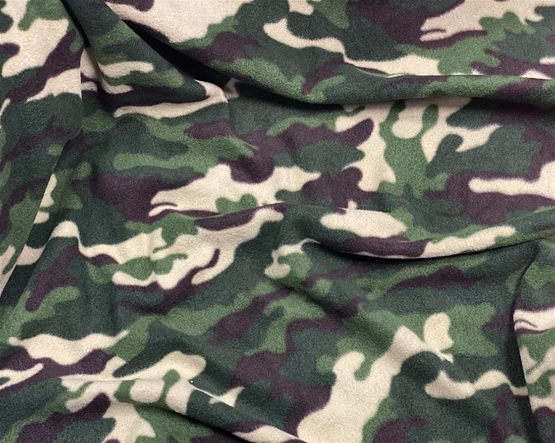 Green Campuflage Fleece Printed Fabric
