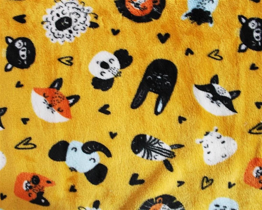 Mustard Cute Animals Cuddle Fleece