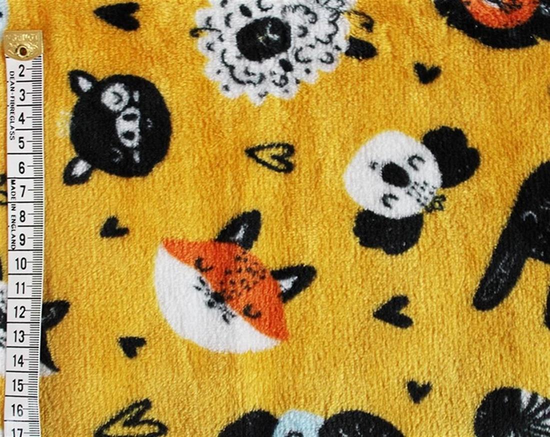 Mustard Cute Animals Cuddle Fleece
