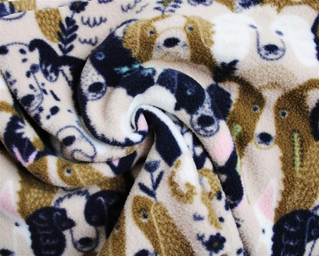Warm Sand Cute Dogs Printed Polar Fleece