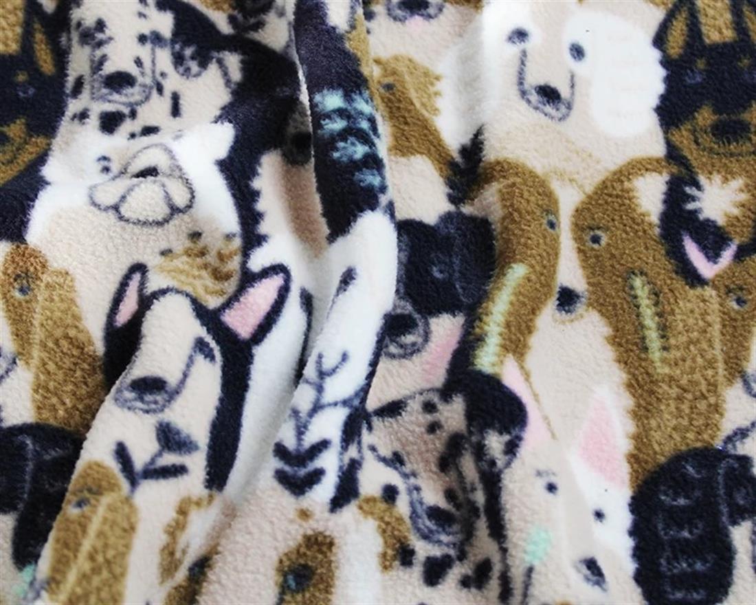 Warm Sand Cute Dogs Printed Polar Fleece
