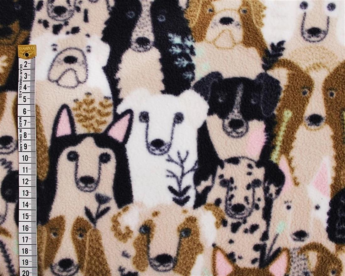 Warm Sand Cute Dogs Printed Polar Fleece