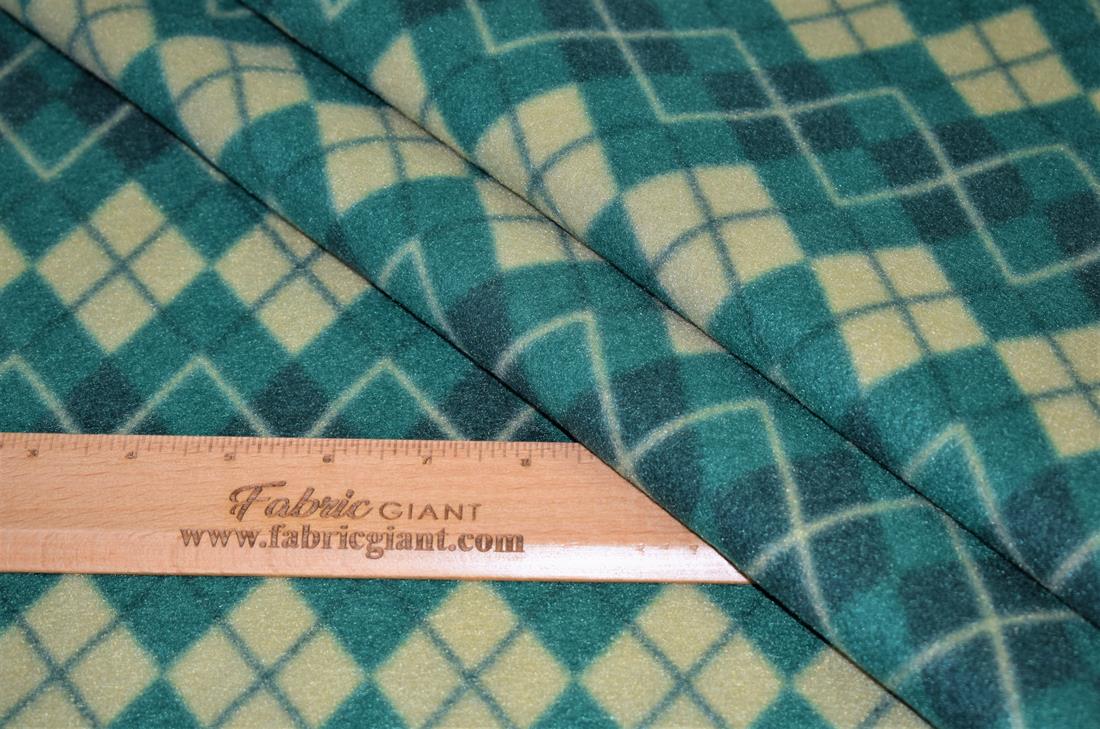 Teal Triangles Print Fleece Fabric