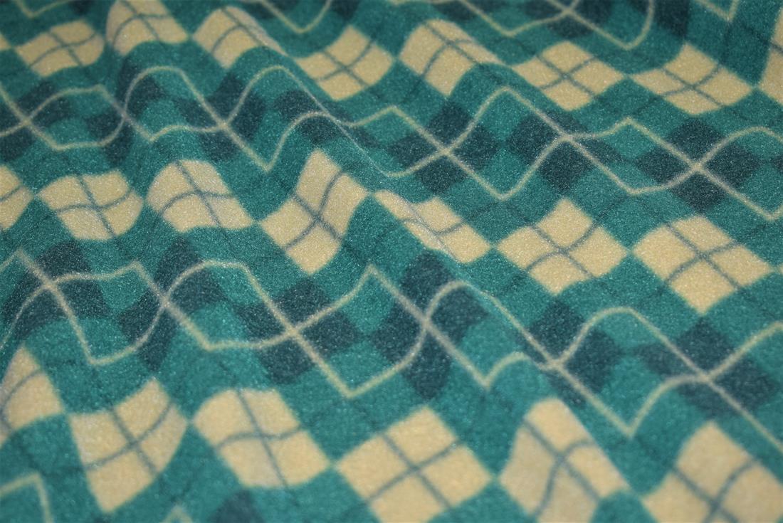 Teal Triangles Print Fleece Fabric