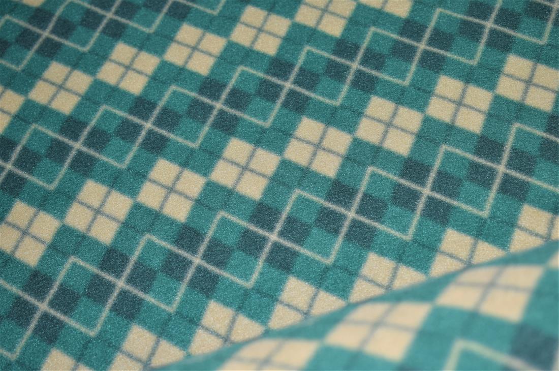 Teal Triangles Print Fleece Fabric