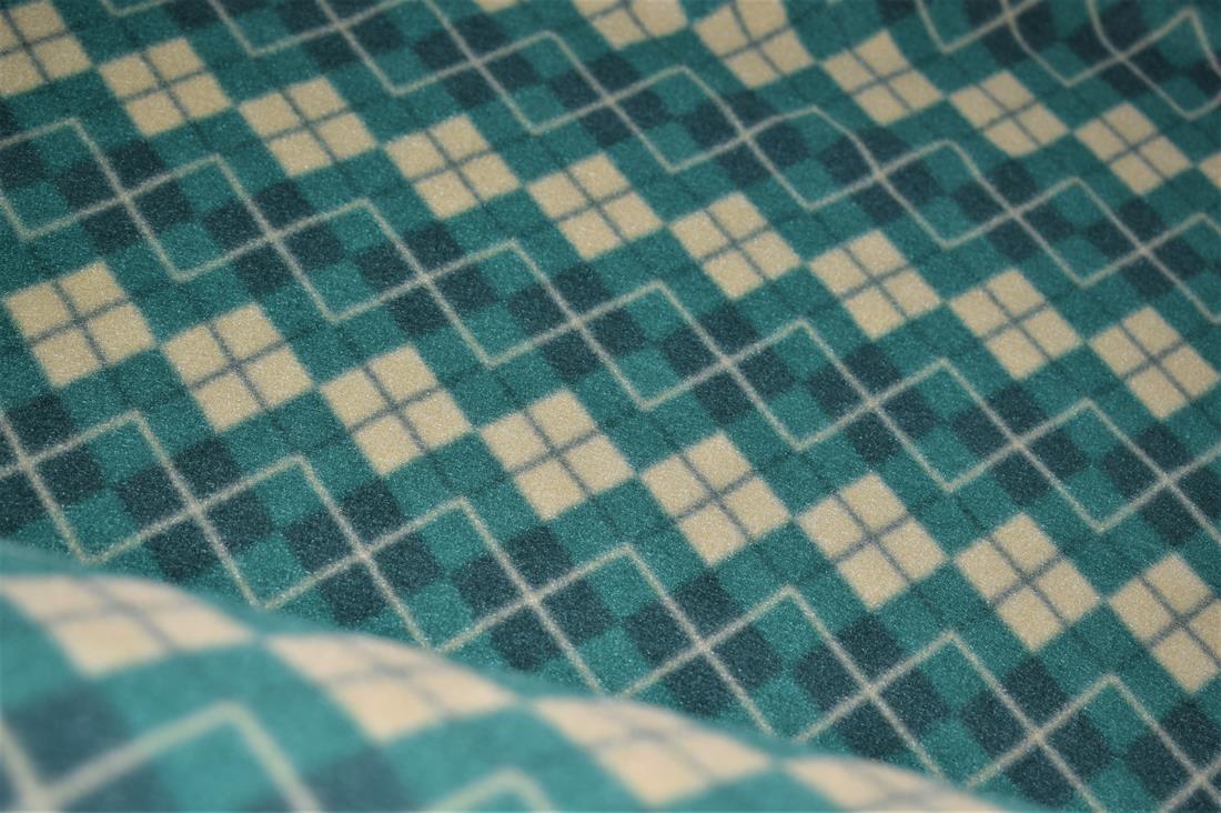 Teal Triangles Print Fleece Fabric