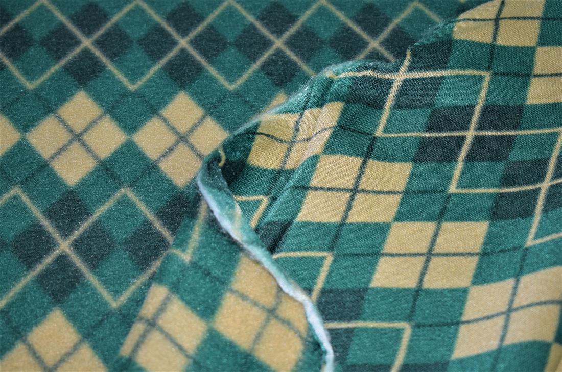 Teal Triangles Print Fleece Fabric