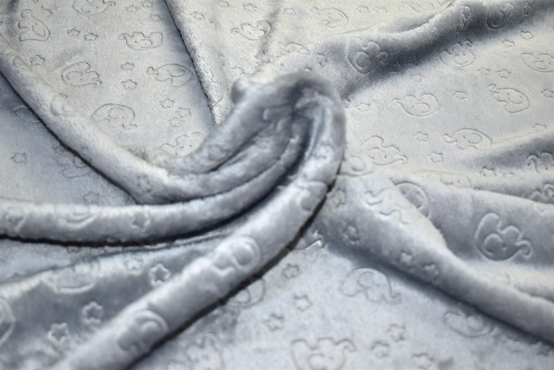 Grey Elephants Fleece Printed Fabric