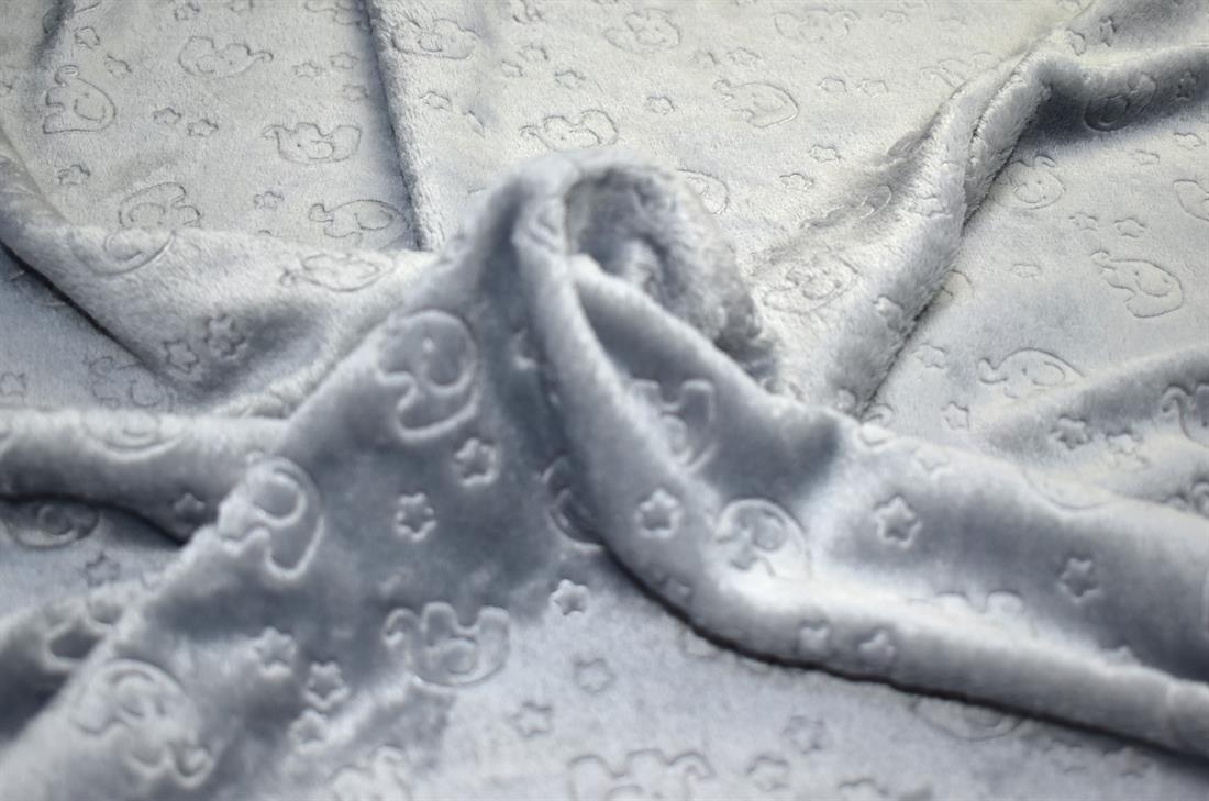 Grey Elephants Fleece Printed Fabric