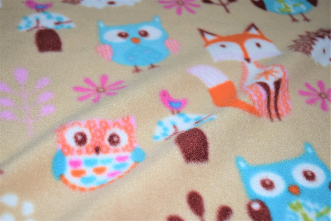 Beige Forest Animals Polar Fleece