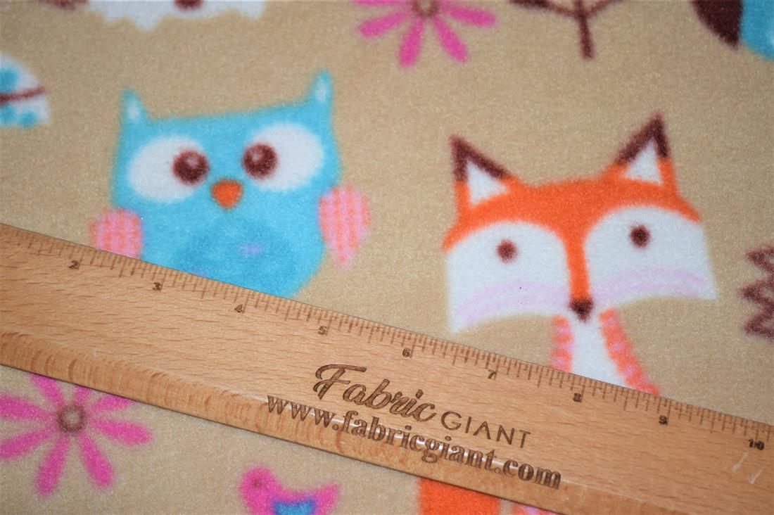 Beige Forest Animals Polar Fleece
