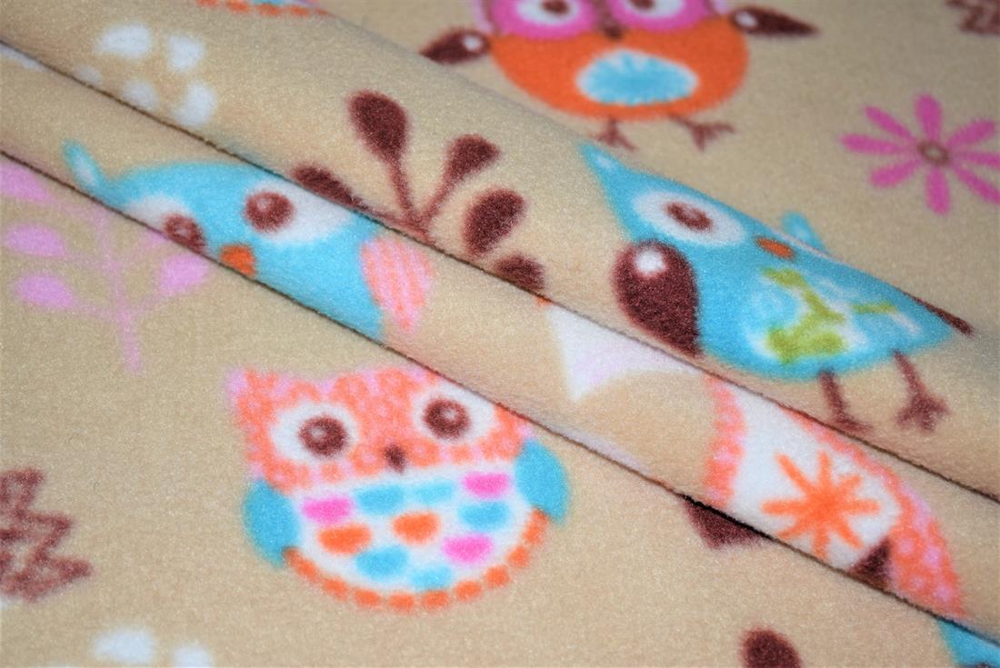 Beige Forest Animals Polar Fleece