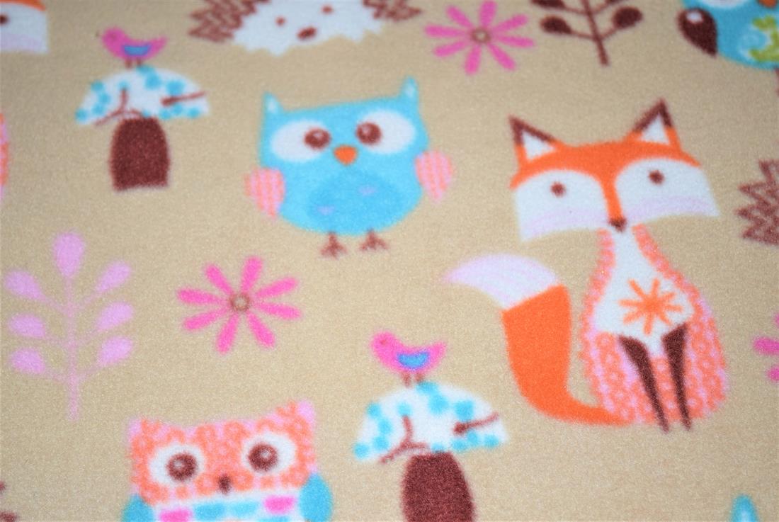 Beige Forest Animals Polar Fleece