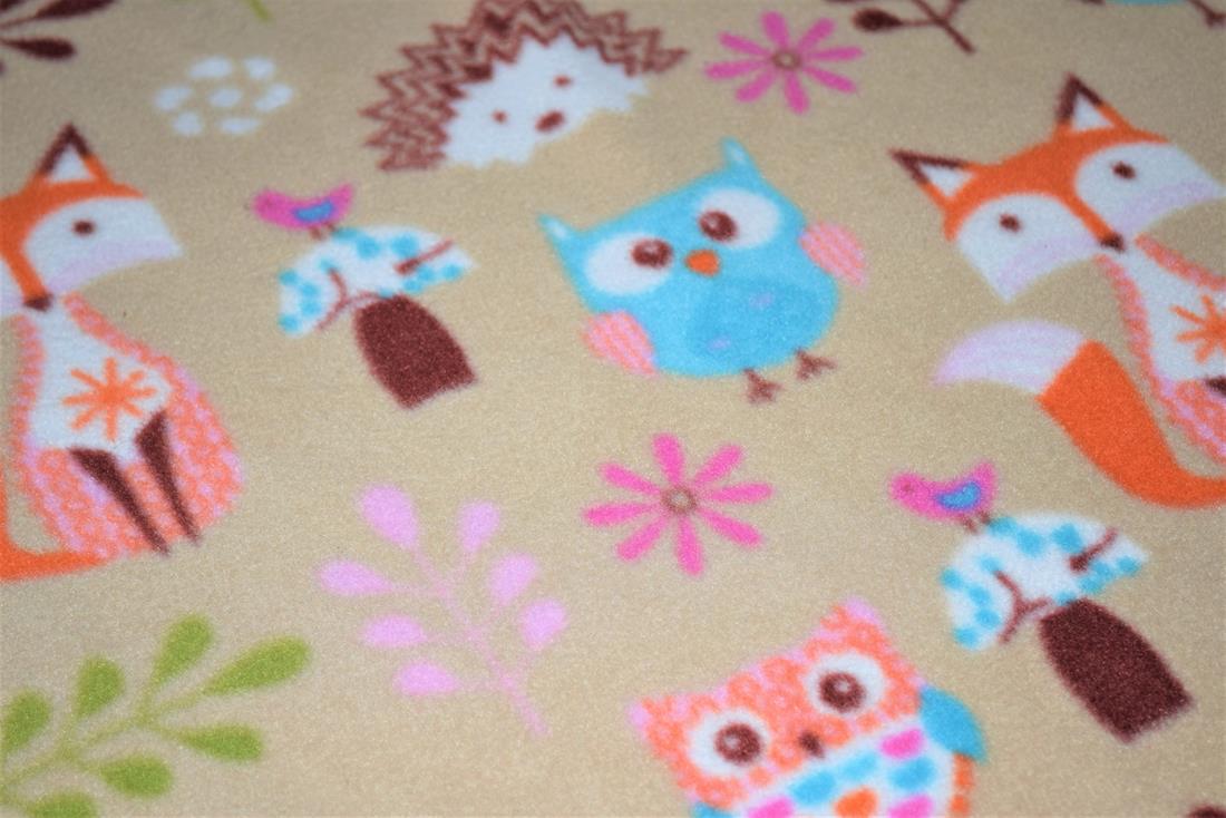 Beige Forest Animals Polar Fleece
