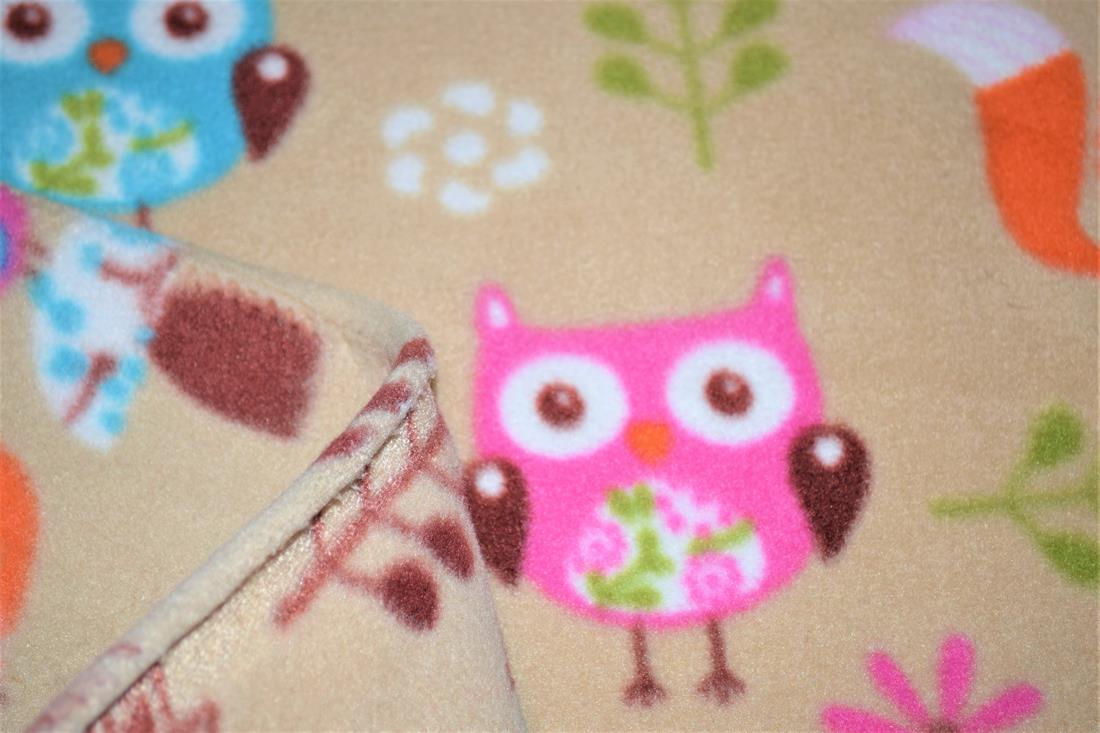 Beige Forest Animals Polar Fleece