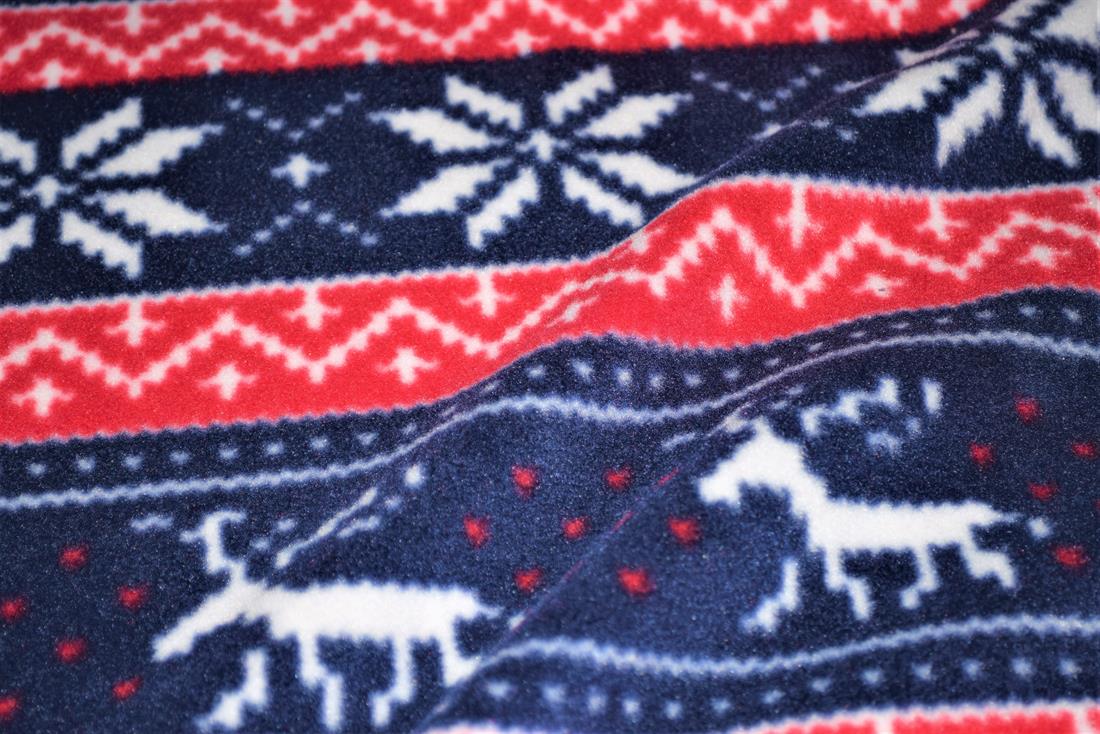 Navy & Red Xmas Fair Isle Polar Fleece