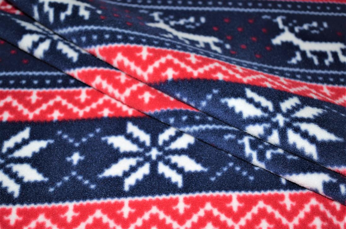 Navy & Red Xmas Fair Isle Polar Fleece