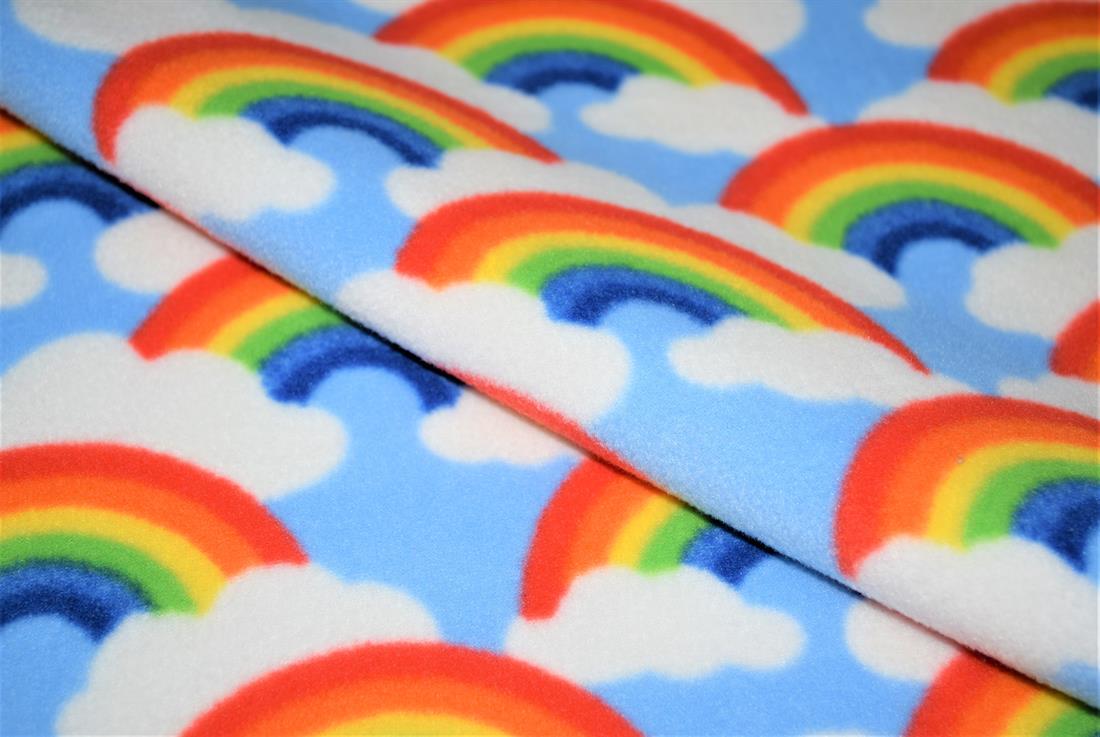 Sky Blue Rainbow Cloud Polar Fleece