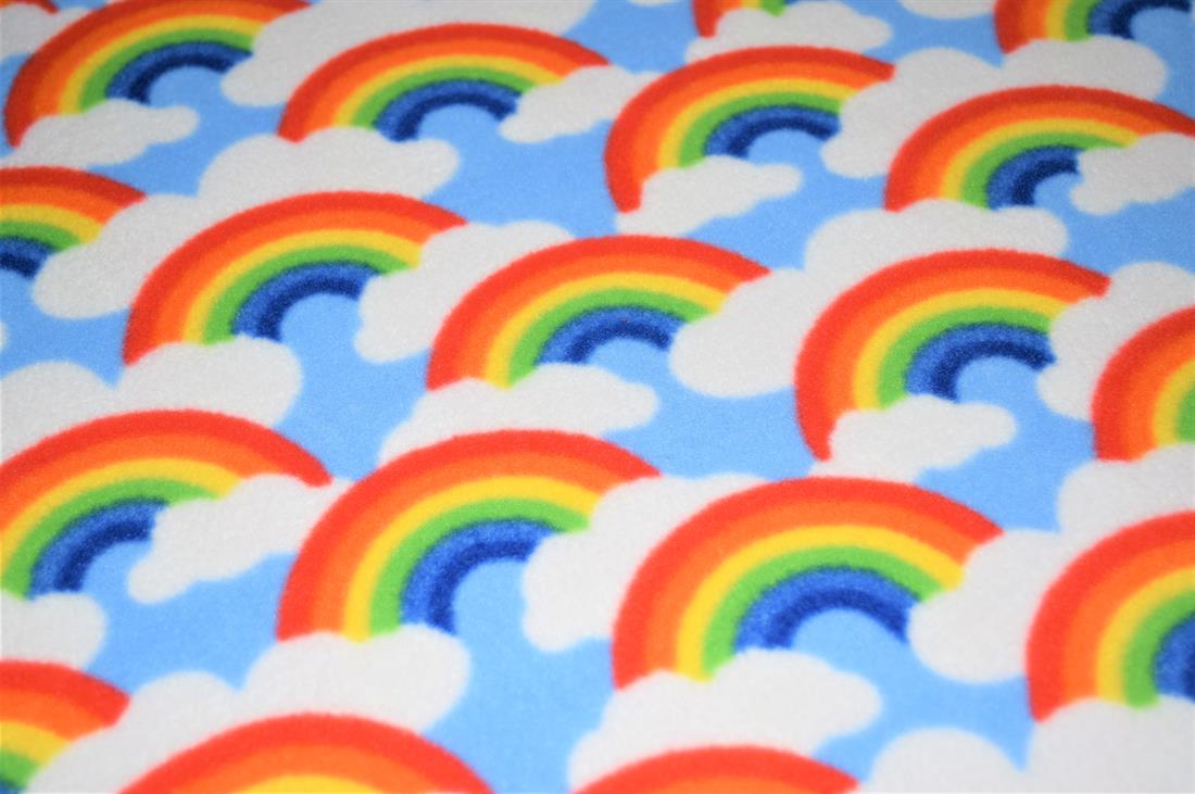 Sky Blue Rainbow Cloud Polar Fleece