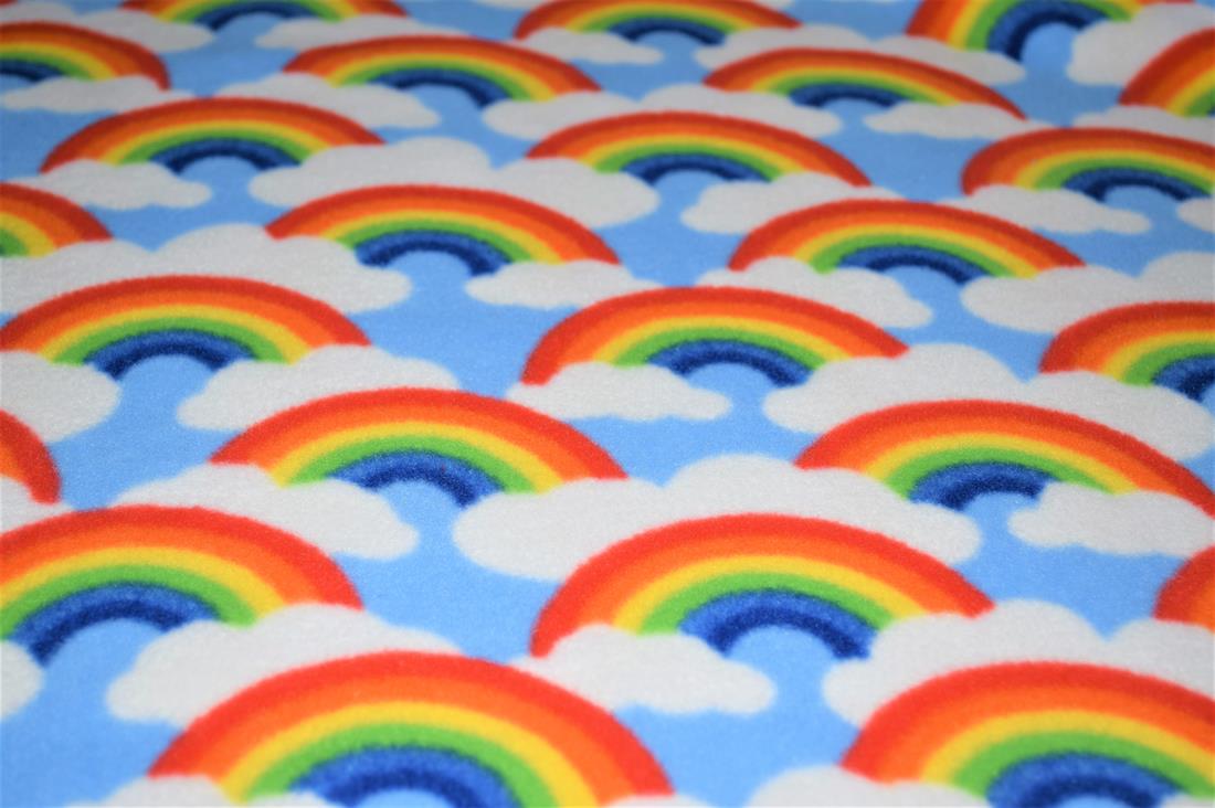 Sky Blue Rainbow Cloud Polar Fleece