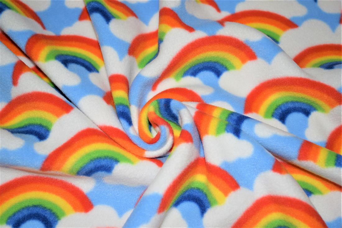 Sky Blue Rainbow Cloud Polar Fleece