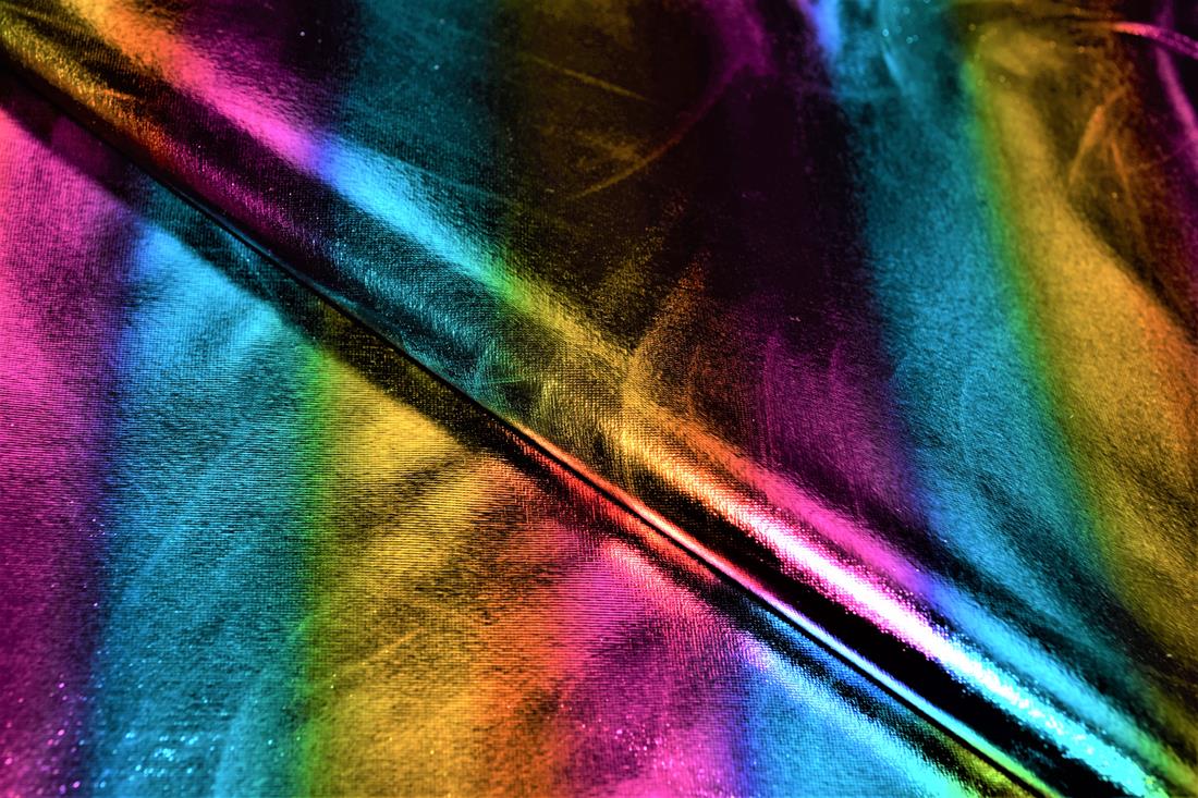 Rainbow Foil Spandex Stretch Fabric