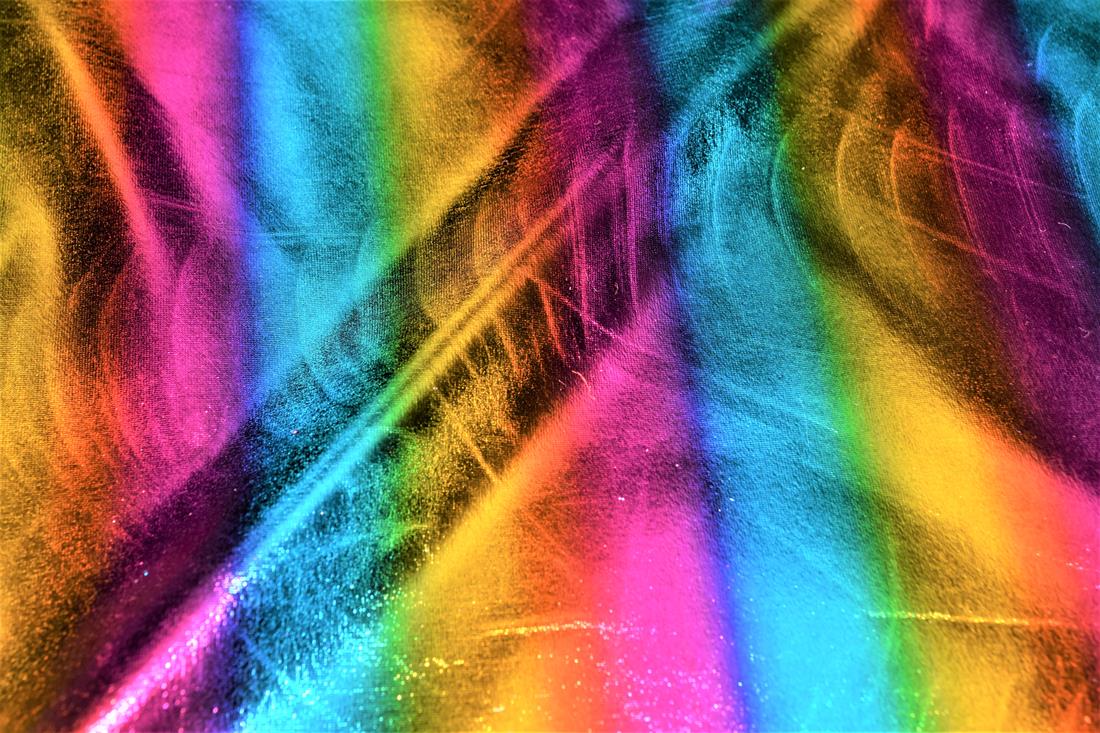 Rainbow Foil Spandex Stretch Fabric