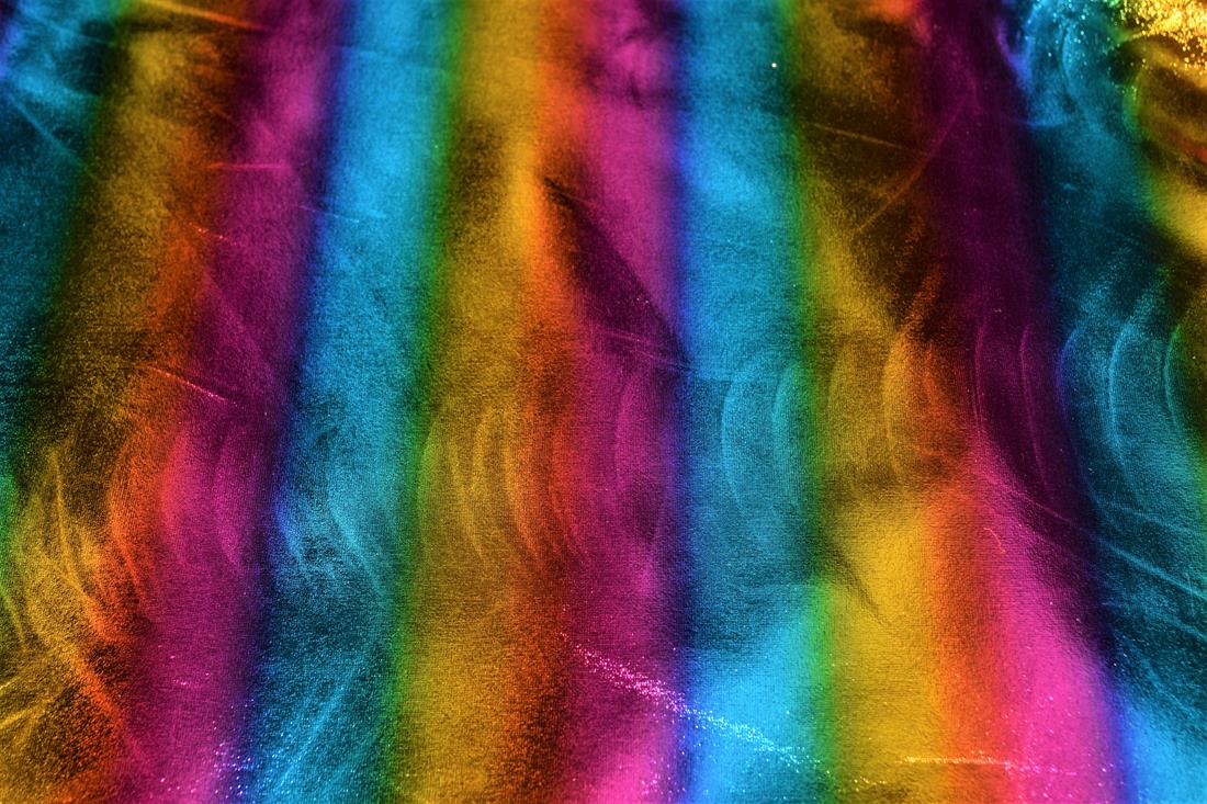 Rainbow Foil Spandex Stretch Fabric