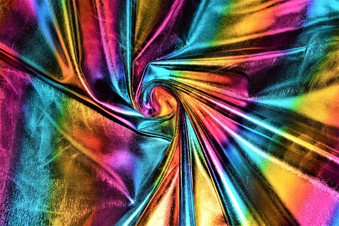 Rainbow Foil Spandex Stretch Fabric