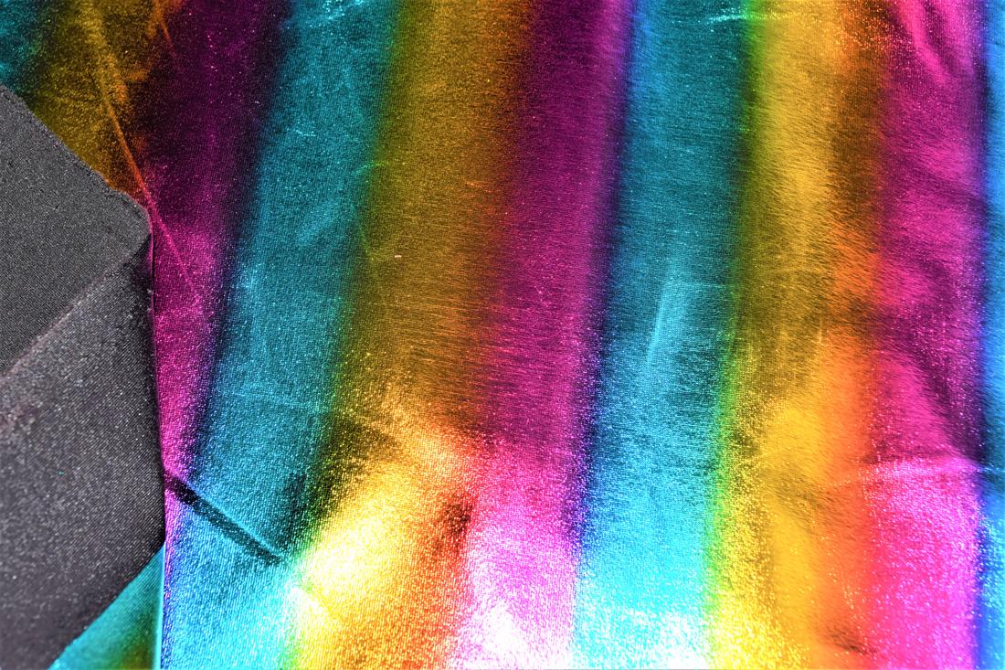 Rainbow Foil Spandex Stretch Fabric