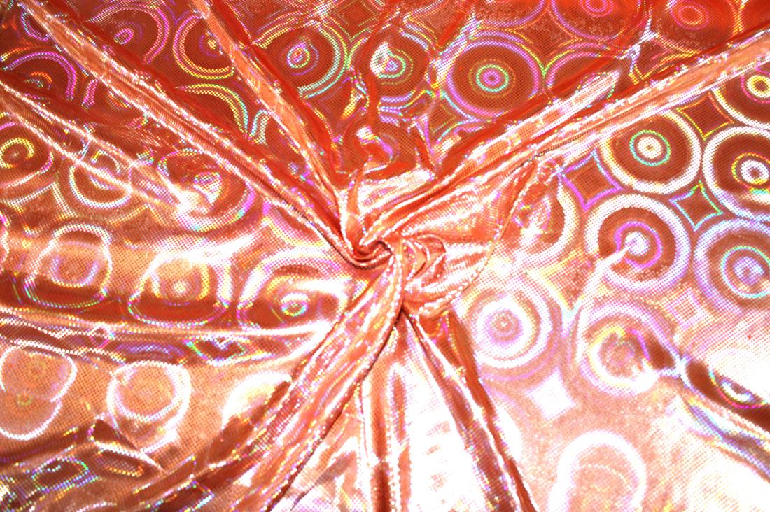 Orange Printed a Soft and Lightweight Foil Fabric
