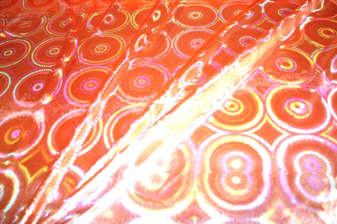Orange Printed a Soft and Lightweight Foil Fabric