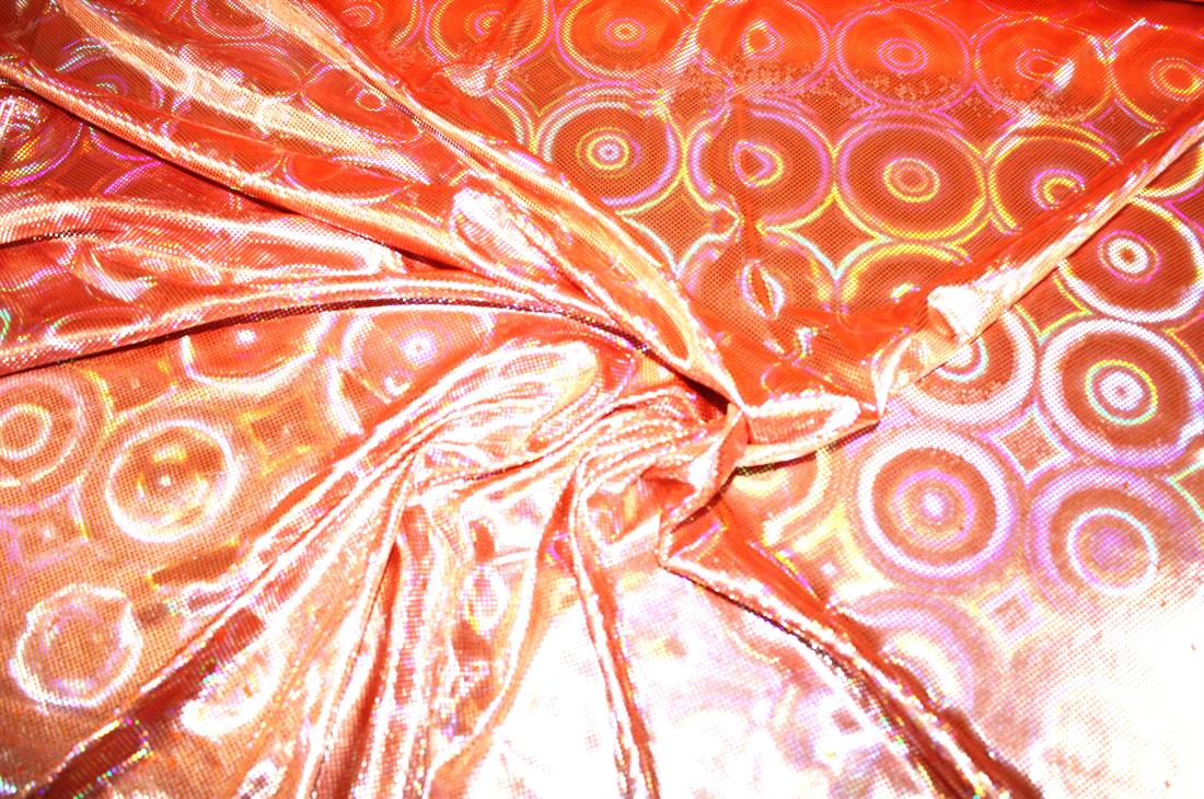 Orange Printed a Soft and Lightweight Foil Fabric