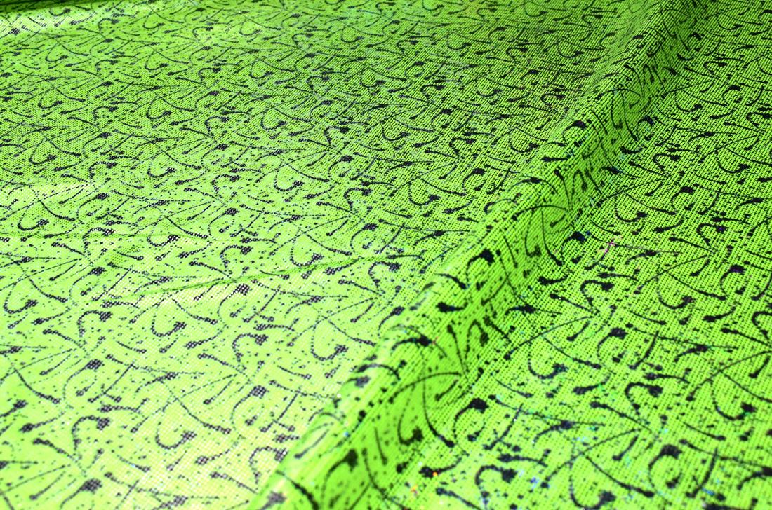 Lime & Black Printed Foil Fabric