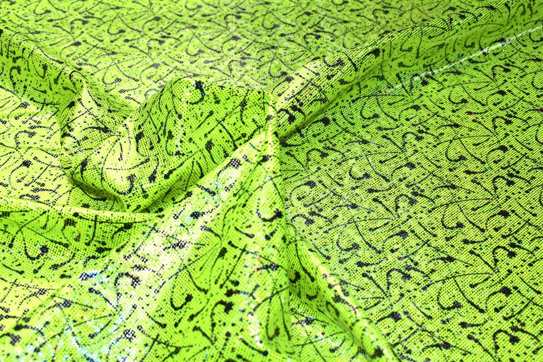 Lime & Black Printed Foil Fabric