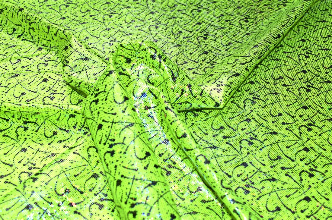 Lime & Black Printed Foil Fabric