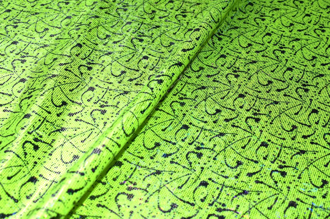 Lime & Black Printed Foil Fabric