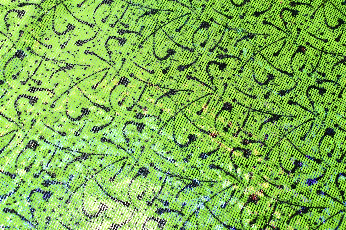 Lime & Black Printed Foil Fabric