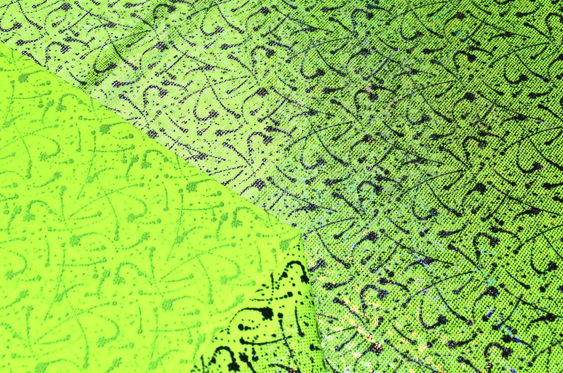 Lime & Black Printed Foil Fabric