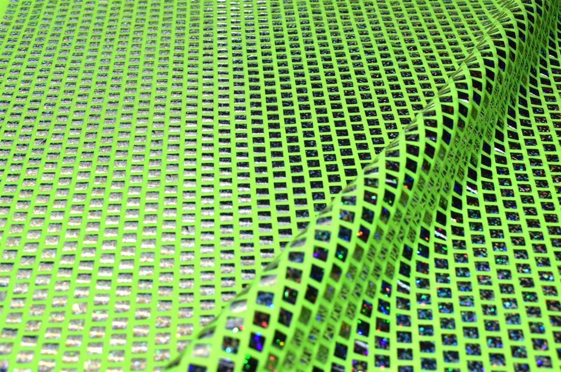 Flo Lime Printed Foil Fabric