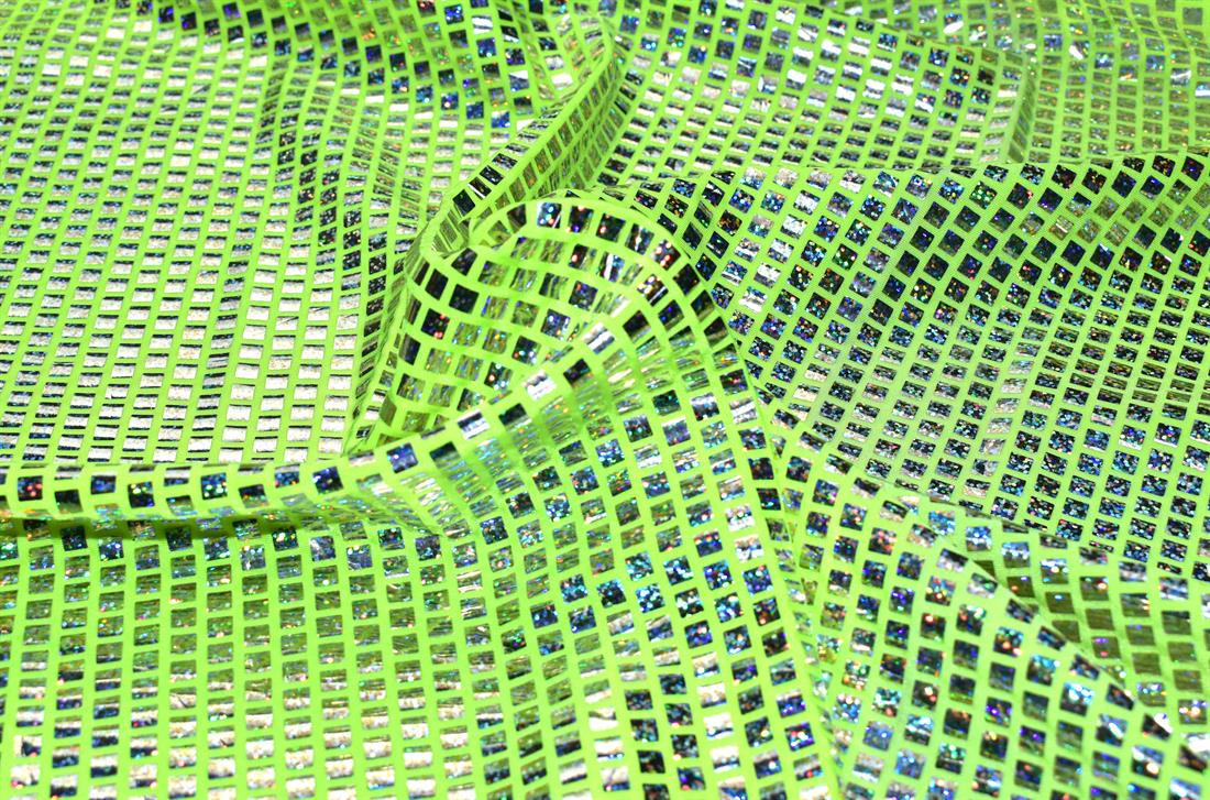 Flo Lime Printed Foil Fabric