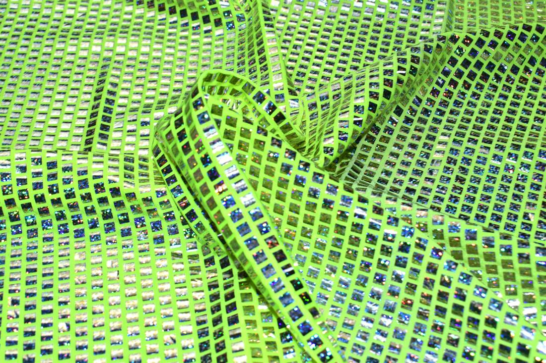 Flo Lime Printed Foil Fabric