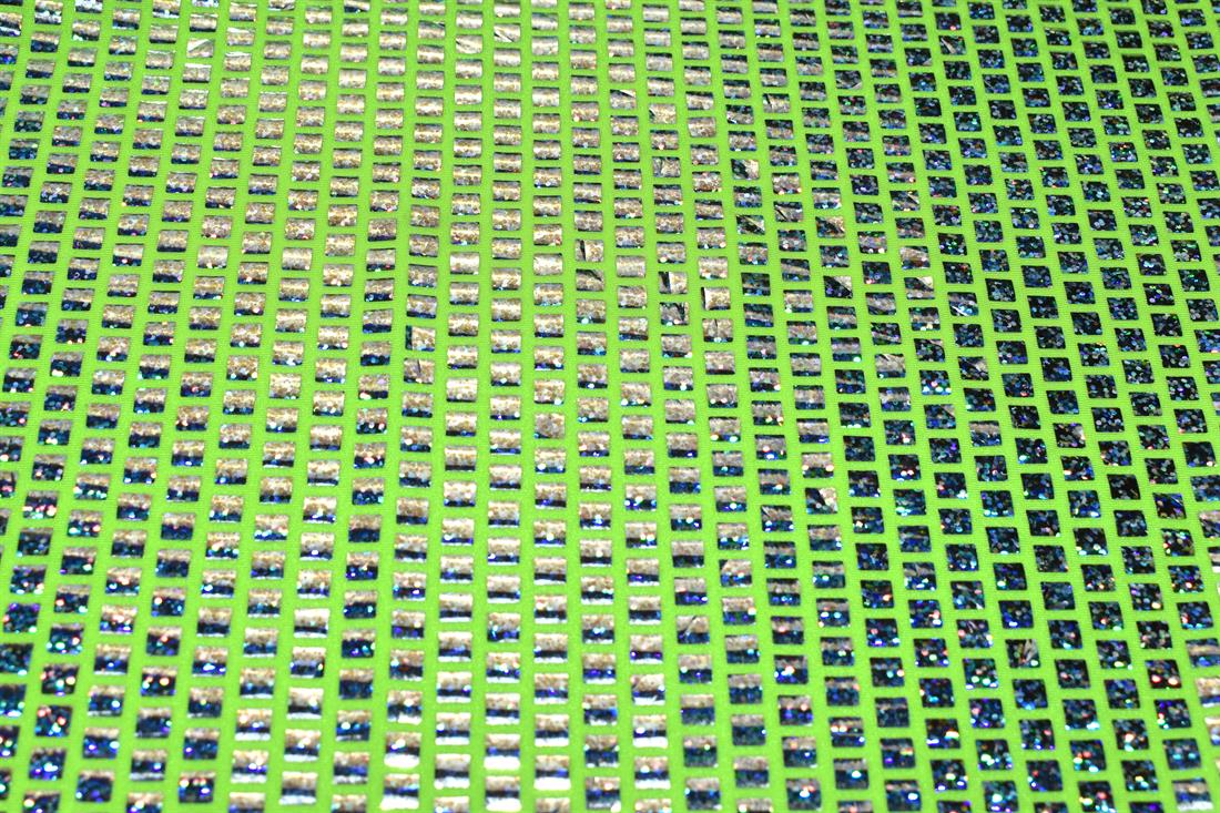 Flo Lime Printed Foil Fabric