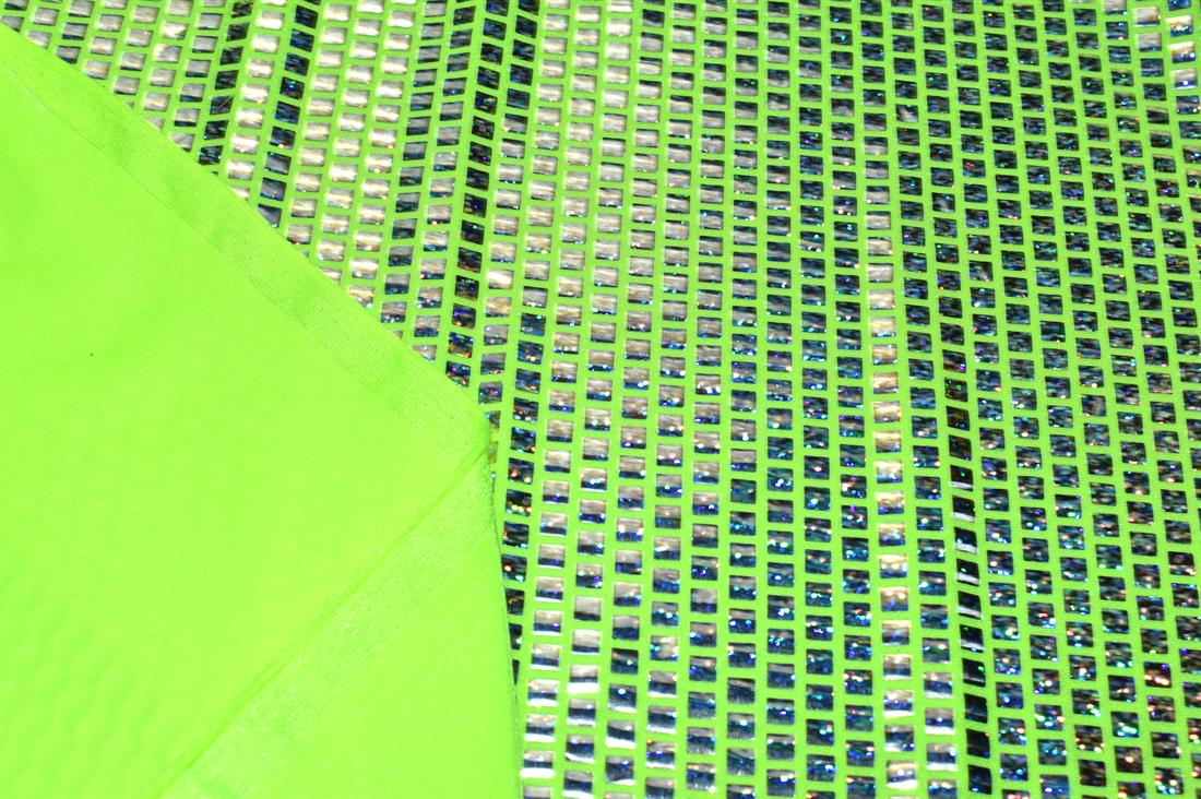 Flo Lime Printed Foil Fabric