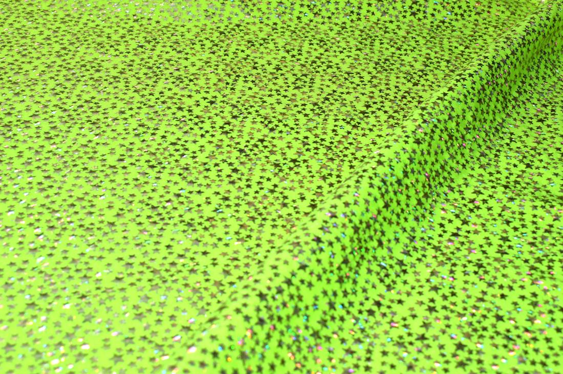 Flo Lime Printed Stretchy Metallic Look Foil Jersey