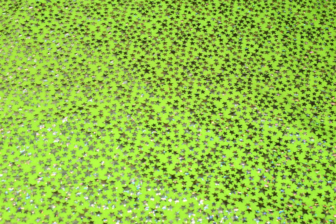 Flo Lime Printed Stretchy Metallic Look Foil Jersey